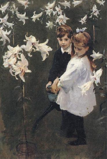 John Singer Sargent Garden Study of the Vickers Children China oil painting art